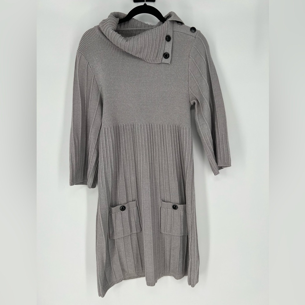 Style & Co shimmer grey sweater dress with accent buttons